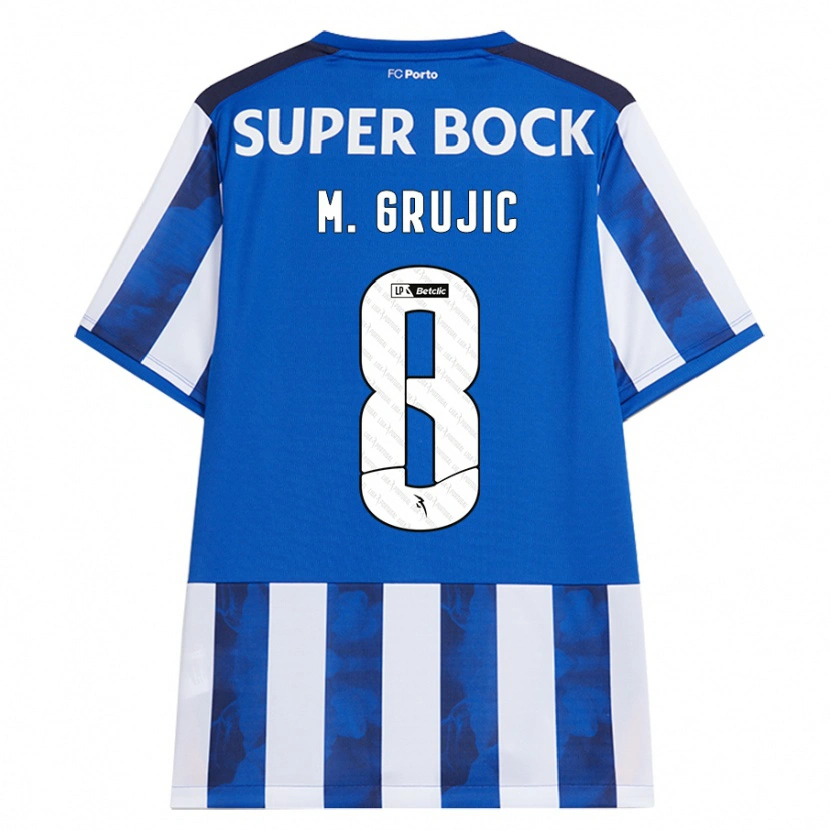 Danxen Mujer Camiseta Marko Grujic #8 Azul Blanco 1ª Equipación 2024/25 La Camisa México