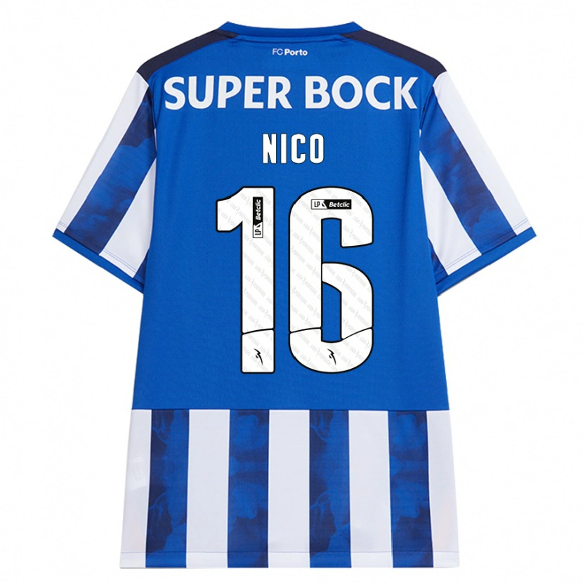 Danxen Mujer Camiseta Nico González #16 Azul Blanco 1ª Equipación 2024/25 La Camisa México