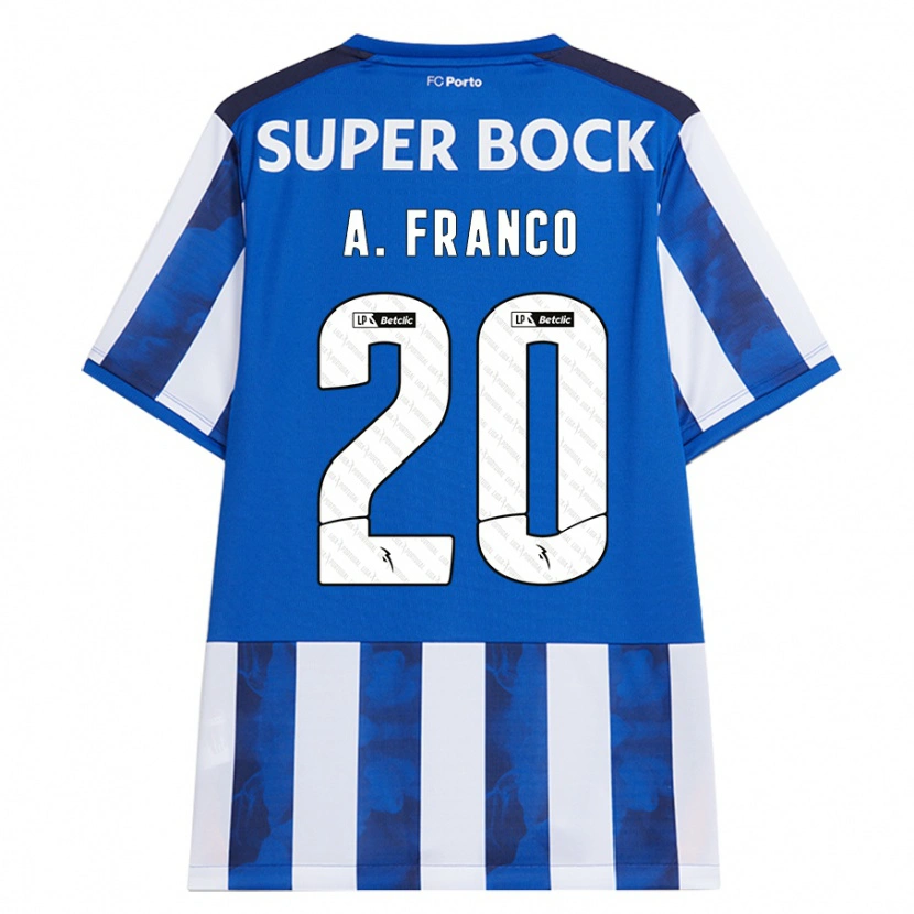 Danxen Mujer Camiseta André Franco #20 Azul Blanco 1ª Equipación 2024/25 La Camisa México