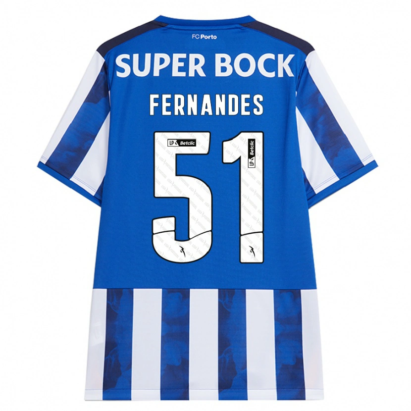 Danxen Mujer Camiseta Diogo Fernandes #51 Azul Blanco 1ª Equipación 2024/25 La Camisa México