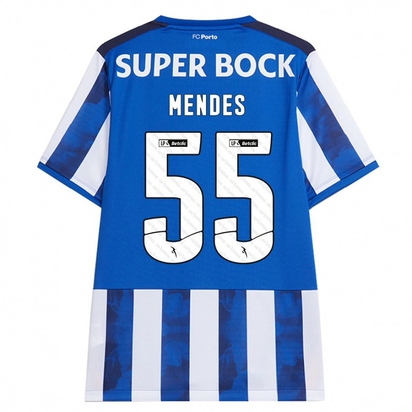 Danxen Mujer Camiseta João Mendes #55 Azul Blanco 1ª Equipación 2024/25 La Camisa México