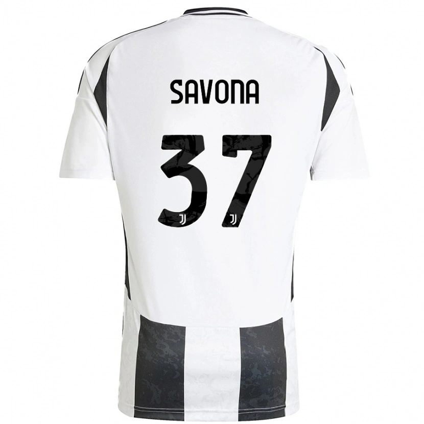 Danxen Mujer Camiseta Nicolò Savona #37 Blanco Negro 1ª Equipación 2024/25 La Camisa México