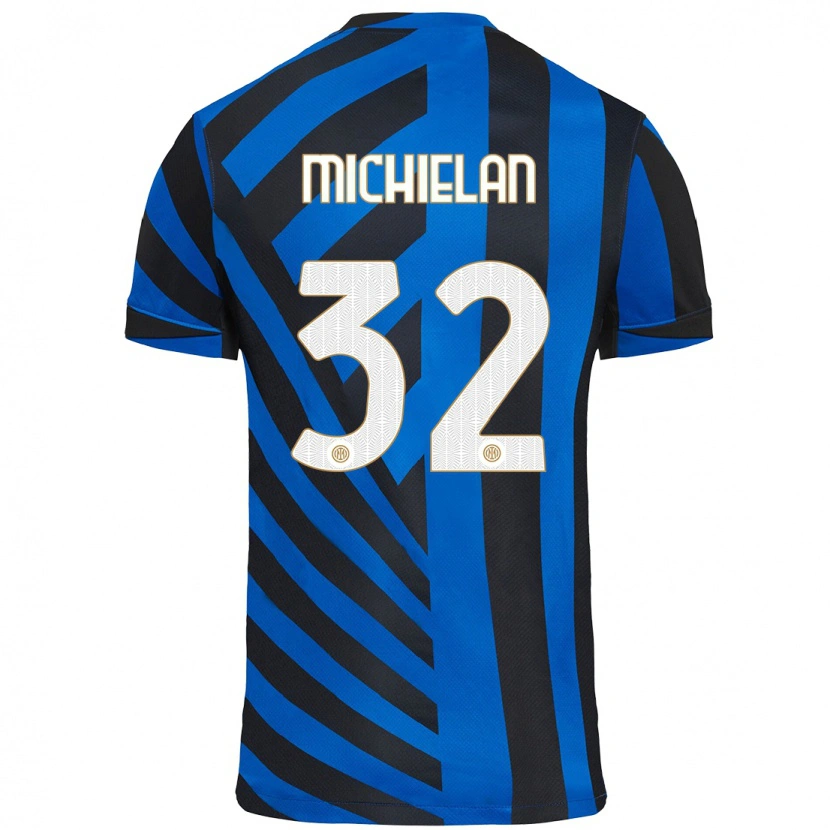 Danxen Mujer Camiseta Mattia Michielan #32 Azul Negro 1ª Equipación 2024/25 La Camisa México