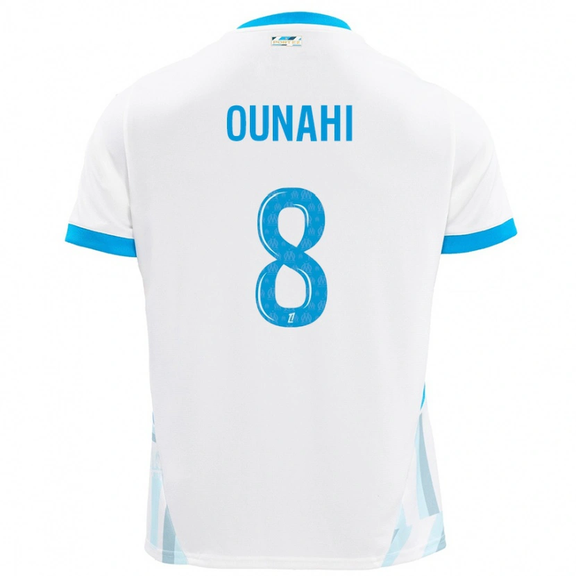 Danxen Mujer Camiseta Azzedine Ounahi #8 Blanco Azul Cielo 1ª Equipación 2024/25 La Camisa México