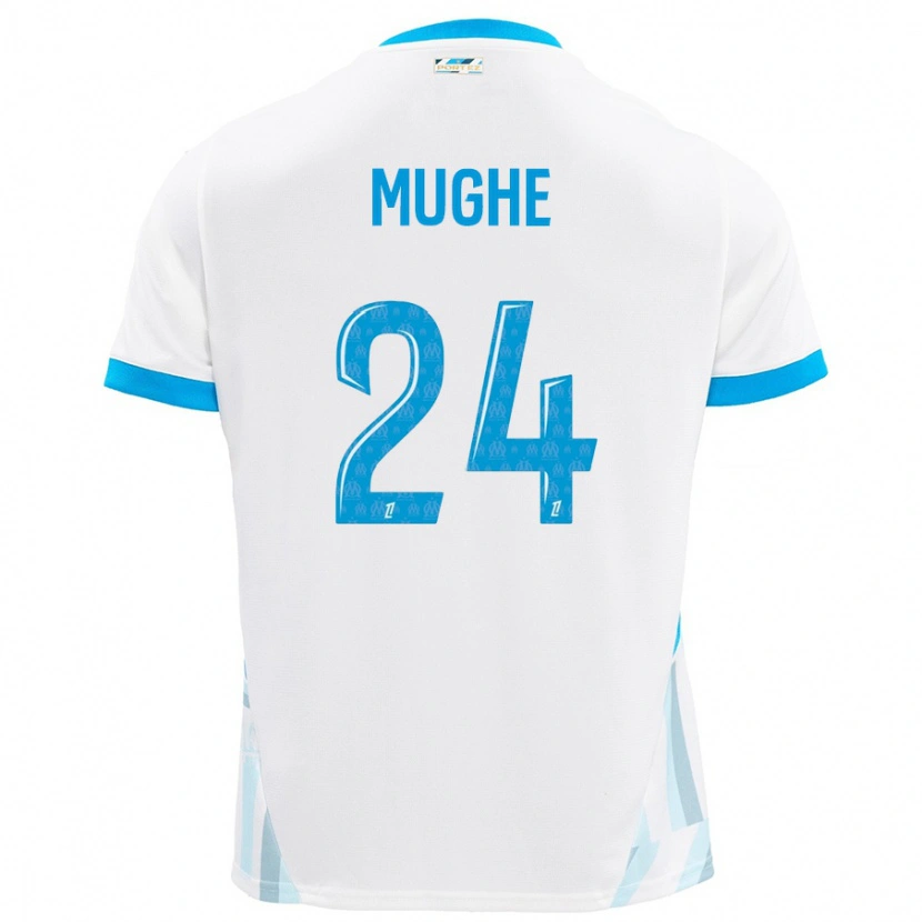 Danxen Mujer Camiseta François Mughe #24 Blanco Azul Cielo 1ª Equipación 2024/25 La Camisa México
