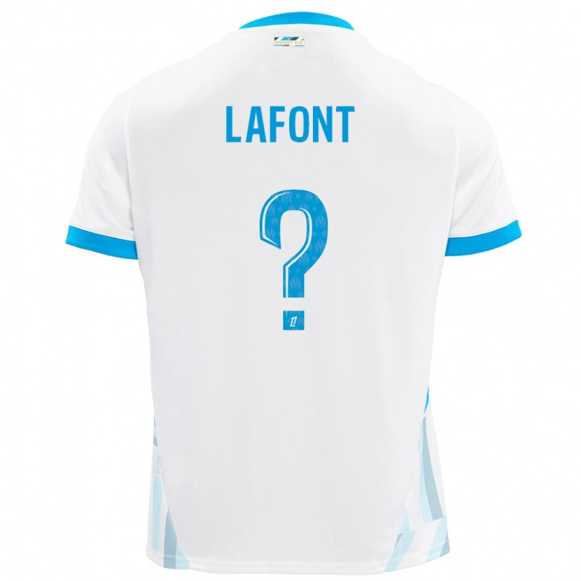Danxen Mujer Camiseta Gaël Lafont #0 Blanco Azul Cielo 1ª Equipación 2024/25 La Camisa México