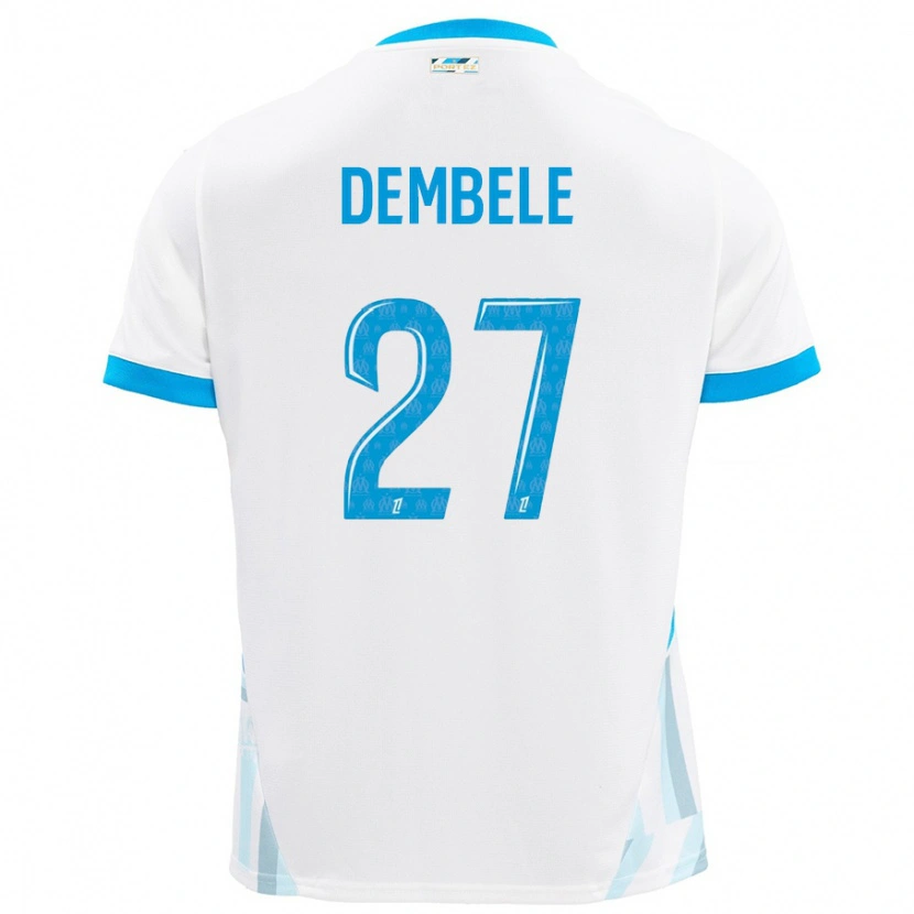 Danxen Mujer Camiseta Coumba Dembélé #27 Blanco Azul Cielo 1ª Equipación 2024/25 La Camisa México