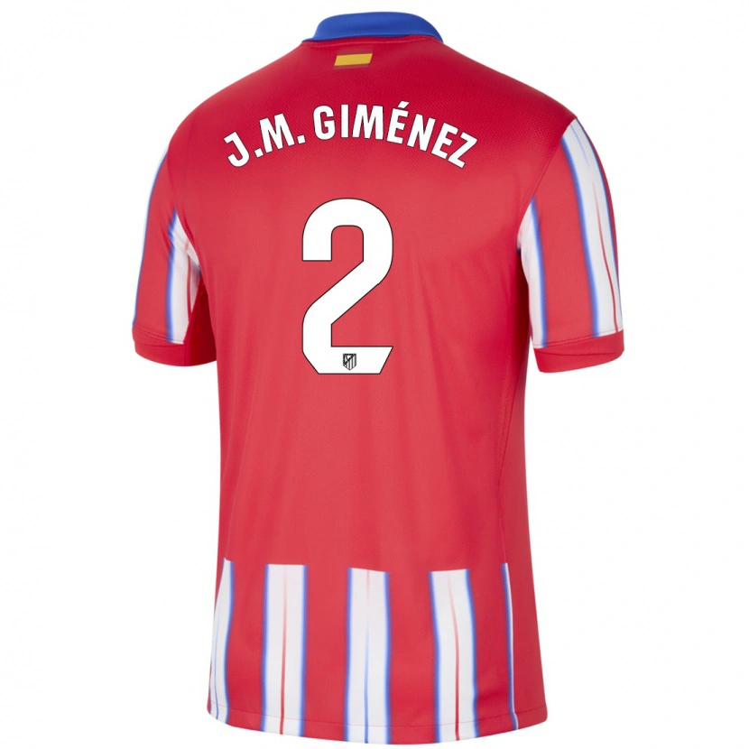 Danxen Mujer Camiseta José María Giménez #2 Rojo Blanco Azul 1ª Equipación 2024/25 La Camisa México