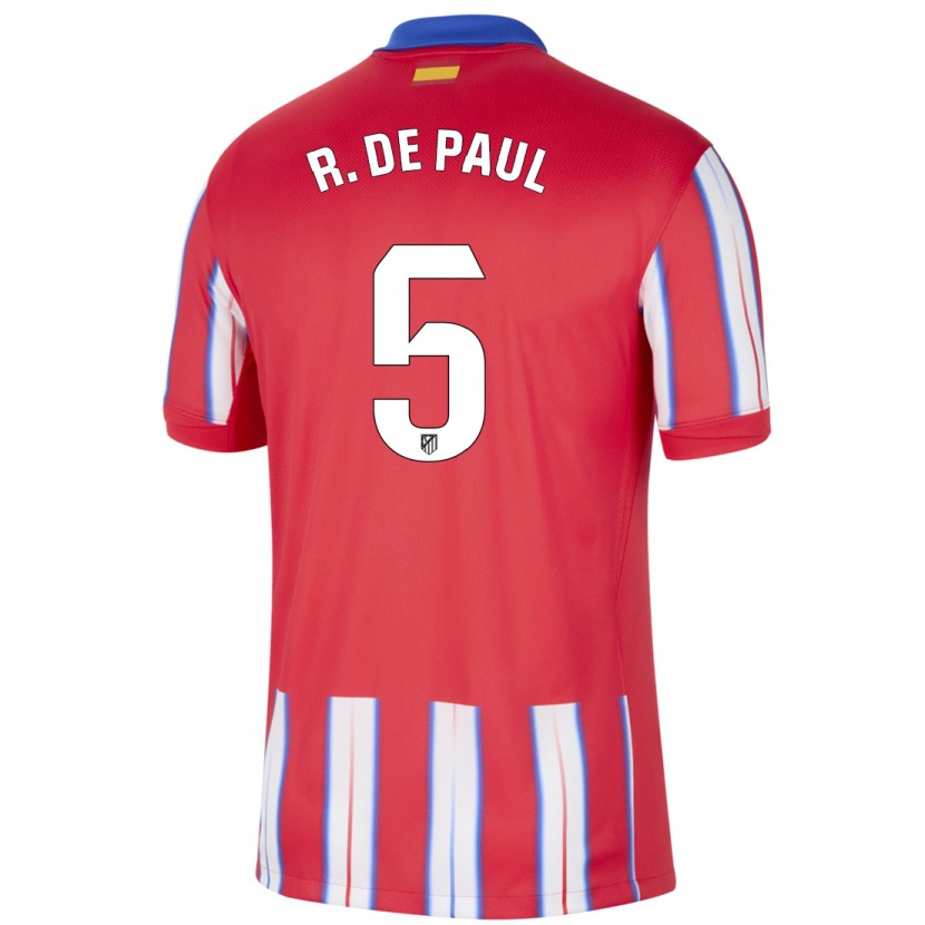 Danxen Mujer Camiseta Rodrigo De Paul #5 Rojo Blanco Azul 1ª Equipación 2024/25 La Camisa México
