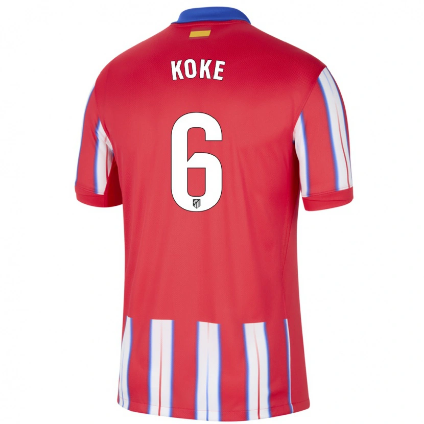 Danxen Mujer Camiseta Koke #6 Rojo Blanco Azul 1ª Equipación 2024/25 La Camisa México