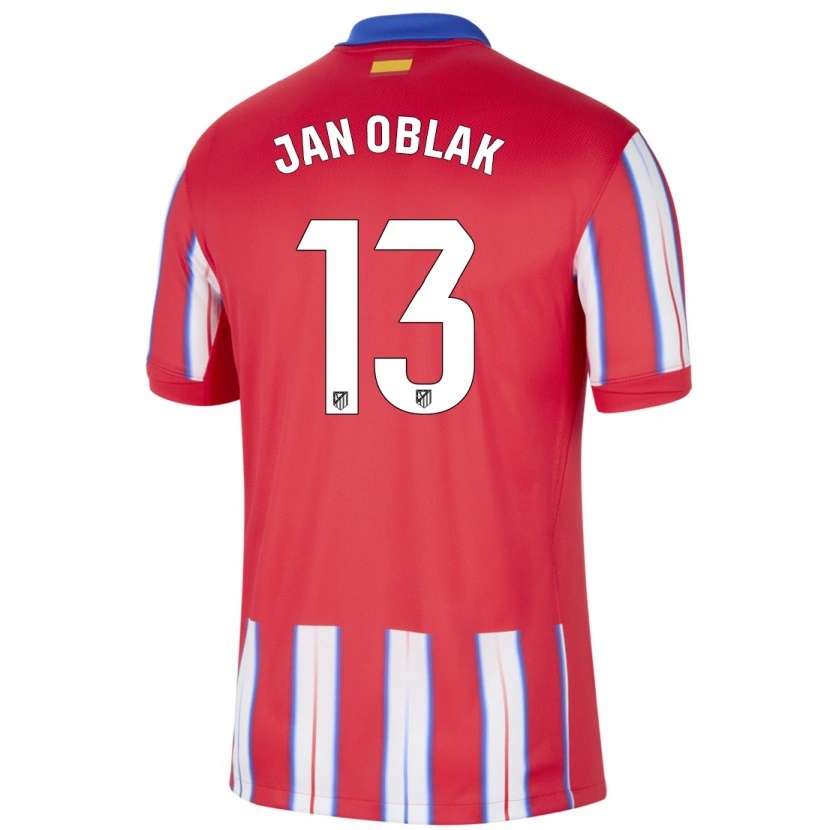 Danxen Mujer Camiseta Jan Oblak #13 Rojo Blanco Azul 1ª Equipación 2024/25 La Camisa México
