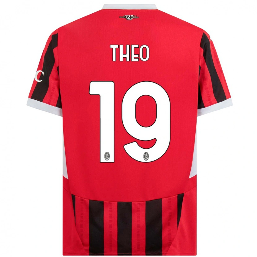 Danxen Mujer Camiseta Theo Hernández #19 Rojo Negro 1ª Equipación 2024/25 La Camisa México