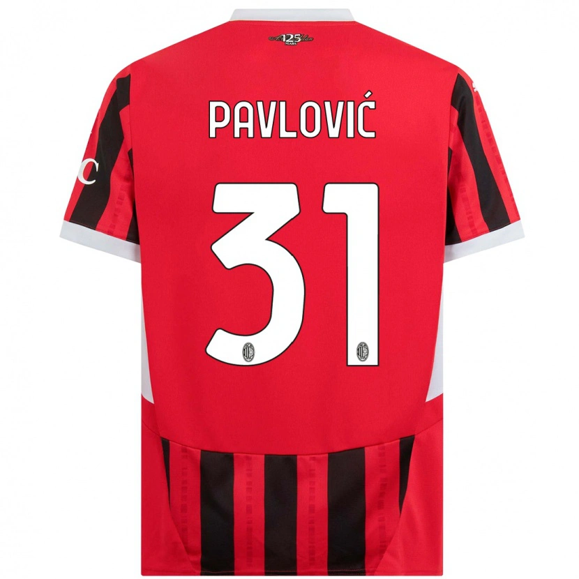Danxen Mujer Camiseta Strahinja Pavlović #31 Rojo Negro 1ª Equipación 2024/25 La Camisa México