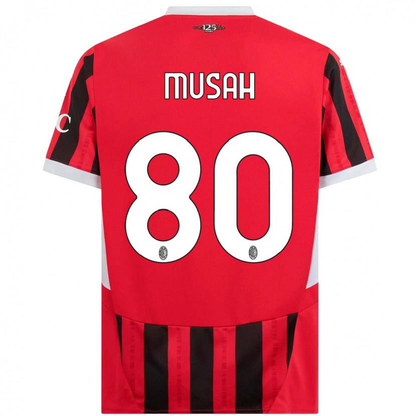 Danxen Mujer Camiseta Yunus Musah #80 Rojo Negro 1ª Equipación 2024/25 La Camisa México