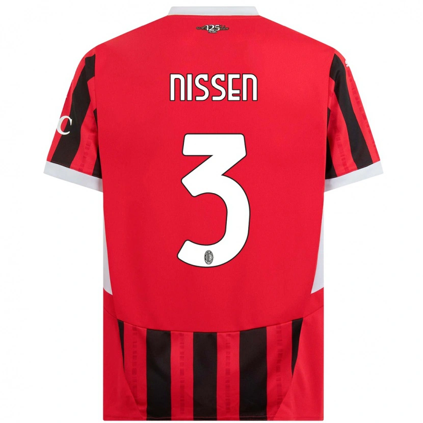 Danxen Mujer Camiseta Fredrik Nissen #3 Rojo Negro 1ª Equipación 2024/25 La Camisa México