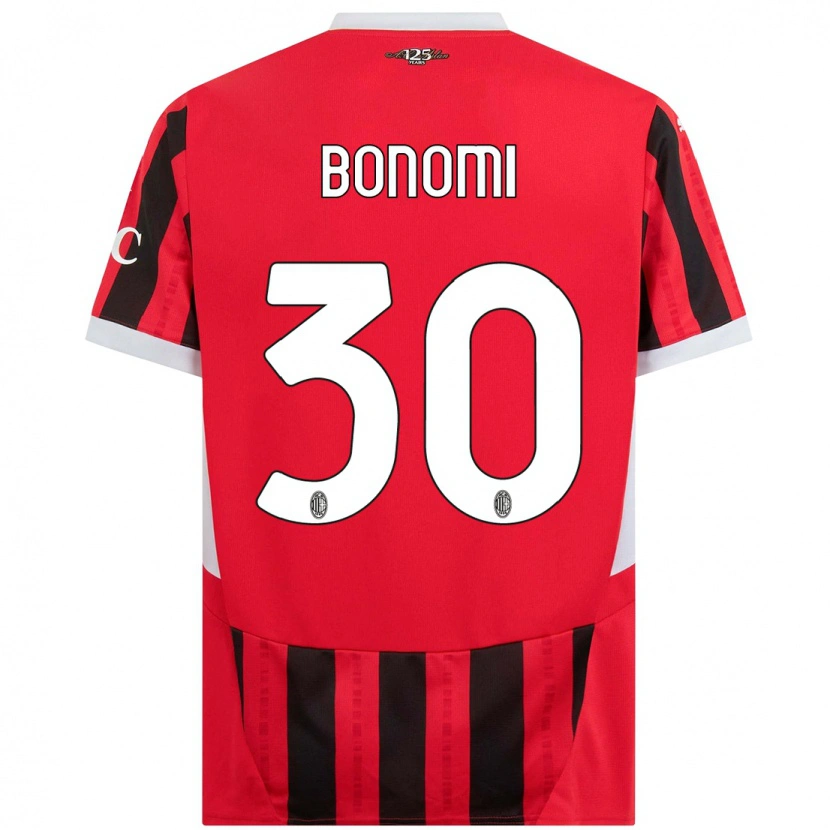 Danxen Mujer Camiseta Alessandro Bonomi #30 Rojo Negro 1ª Equipación 2024/25 La Camisa México