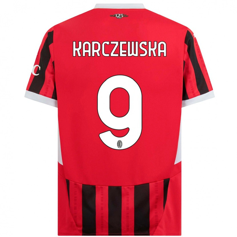 Danxen Mujer Camiseta Nikola Karczewska #9 Rojo Negro 1ª Equipación 2024/25 La Camisa México