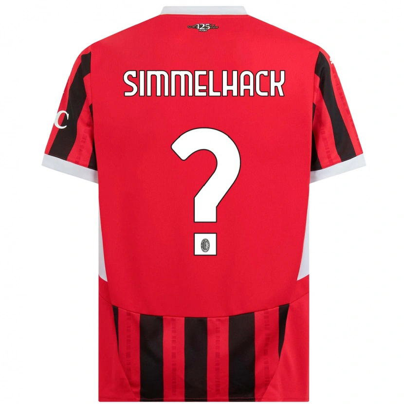 Danxen Mujer Camiseta Alexander Simmelhack #0 Rojo Negro 1ª Equipación 2024/25 La Camisa México
