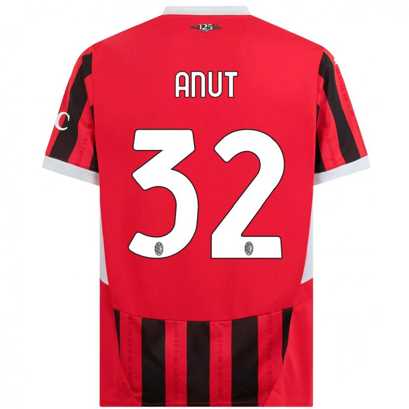Danxen Mujer Camiseta Niccolo Anut #32 Rojo Negro 1ª Equipación 2024/25 La Camisa México