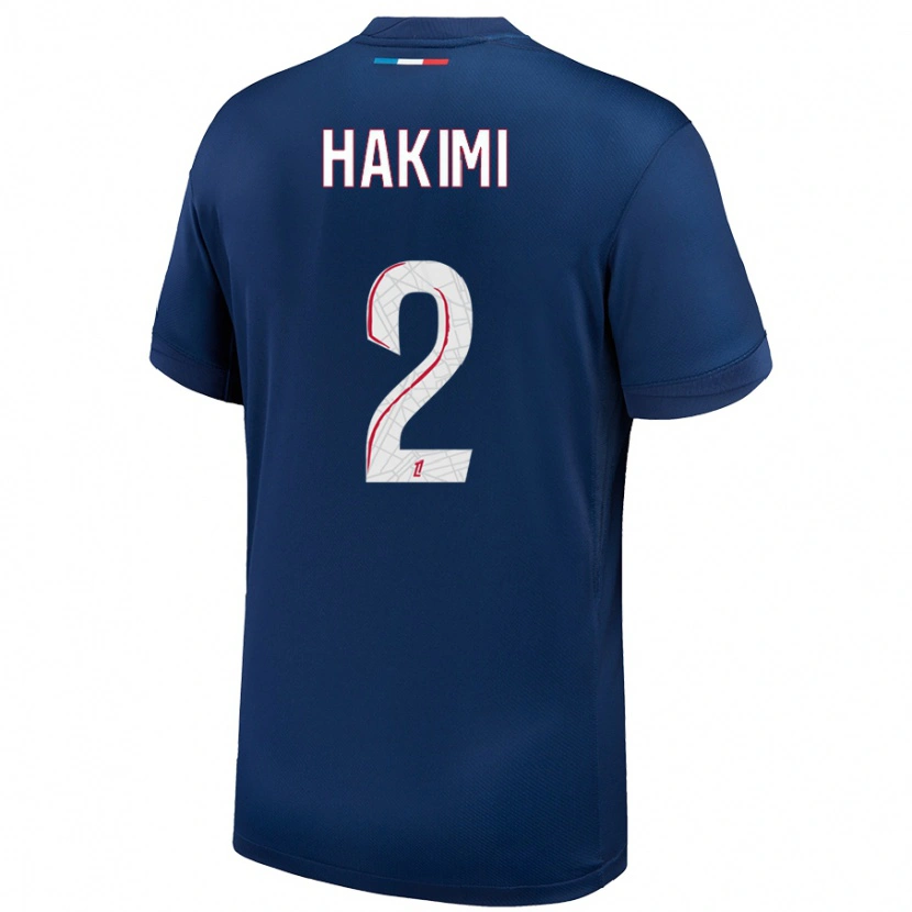 Danxen Mujer Camiseta Achraf Hakimi #2 Azul Marino Blanco 1ª Equipación 2024/25 La Camisa México