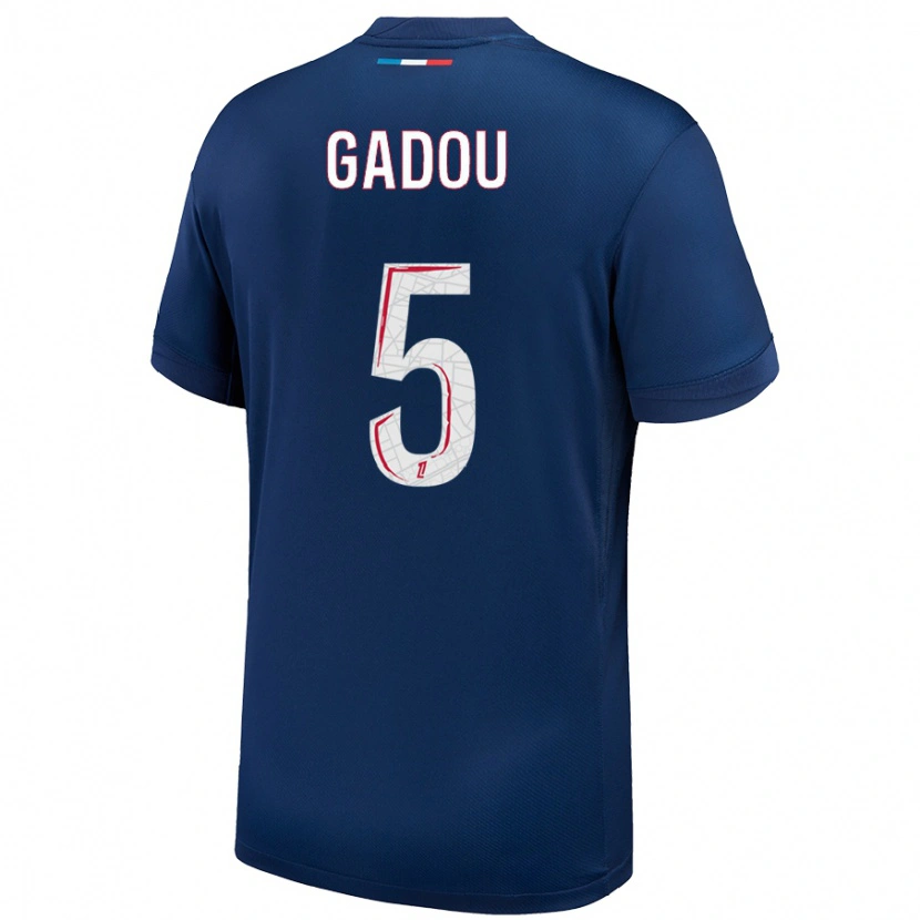 Danxen Mujer Camiseta Joane Gadou #5 Azul Marino Blanco 1ª Equipación 2024/25 La Camisa México