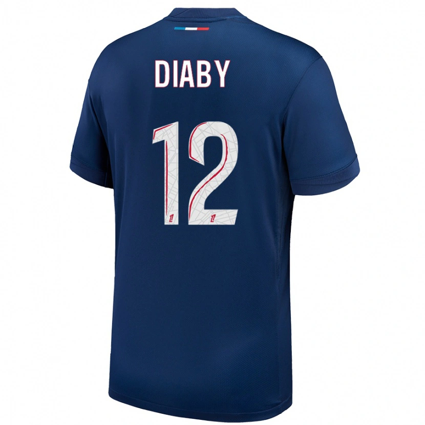 Danxen Mujer Camiseta Ibrahima Diaby #12 Azul Marino Blanco 1ª Equipación 2024/25 La Camisa México
