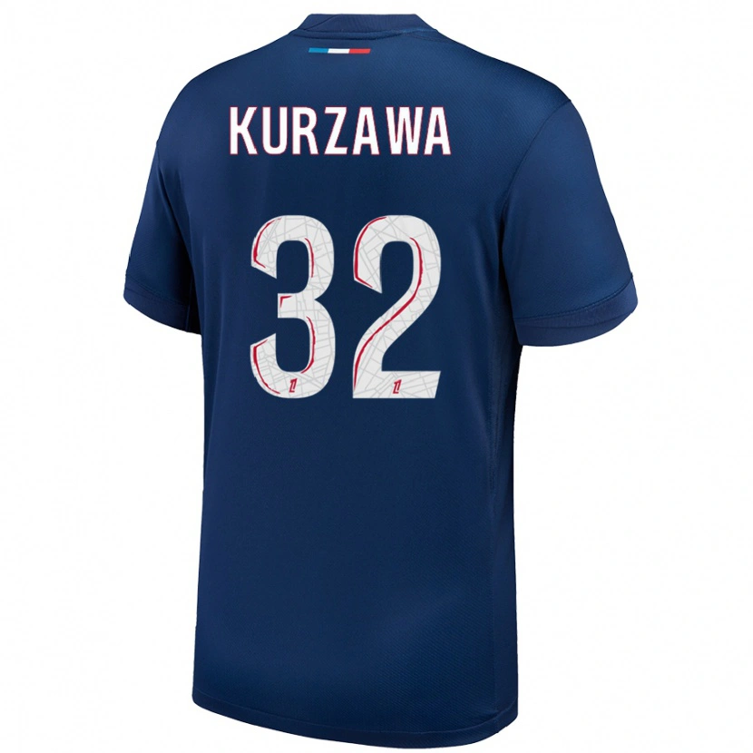 Danxen Mujer Camiseta Layvin Kurzawa #32 Azul Marino Blanco 1ª Equipación 2024/25 La Camisa México