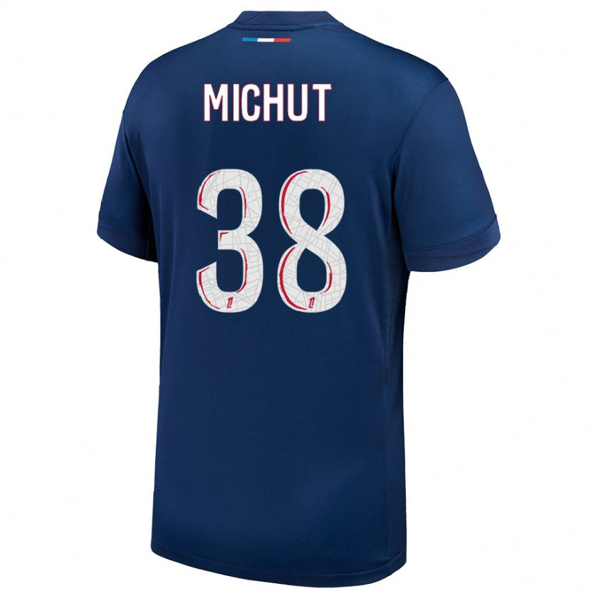 Danxen Mujer Camiseta Edouard Michut #38 Azul Marino Blanco 1ª Equipación 2024/25 La Camisa México