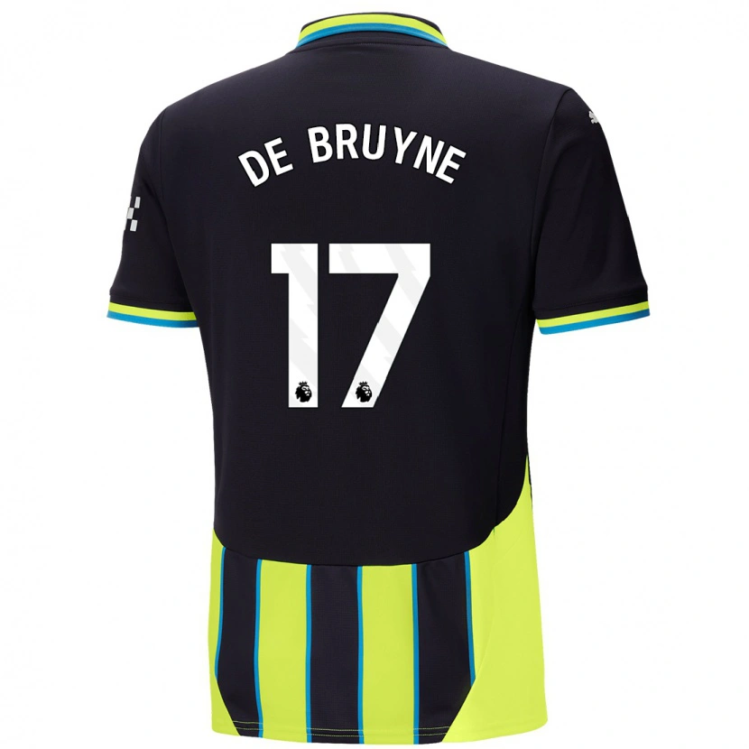 Danxen Mujer Camiseta Kevin De Bruyne #17 Azul Amarillo 2ª Equipación 2024/25 La Camisa México
