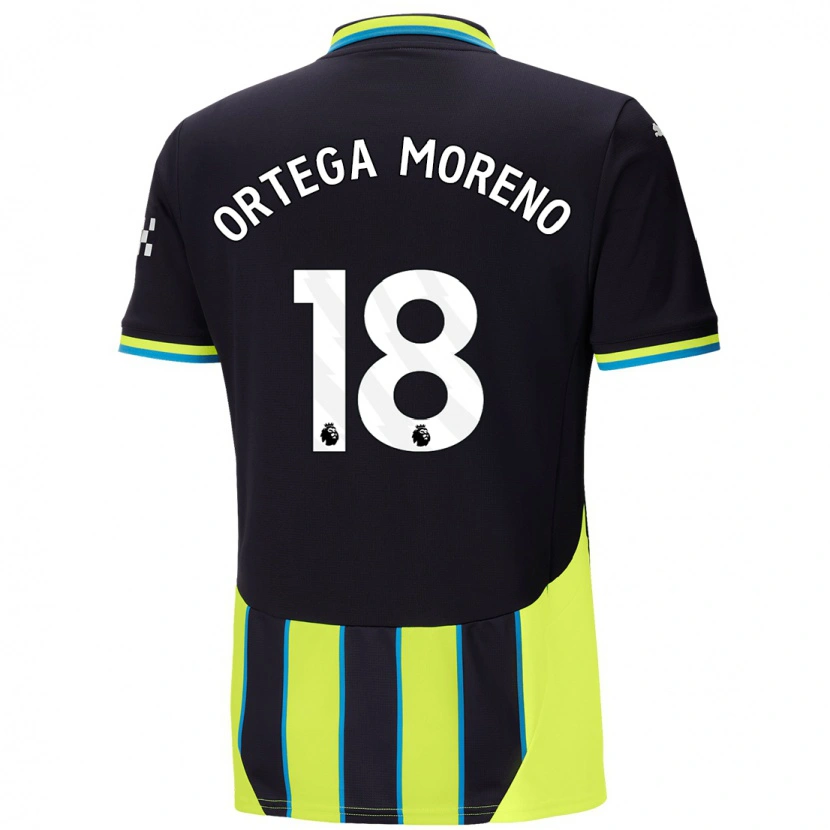 Danxen Mujer Camiseta Stefan Ortega #18 Azul Amarillo 2ª Equipación 2024/25 La Camisa México