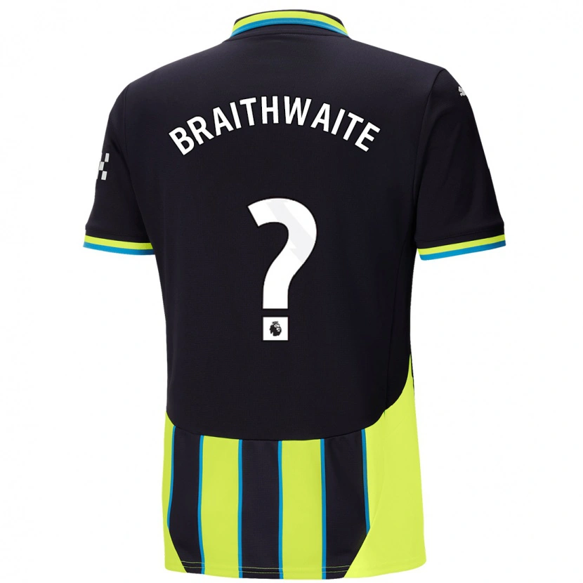 Danxen Mujer Camiseta Kaden Braithwaite #0 Azul Amarillo 2ª Equipación 2024/25 La Camisa México
