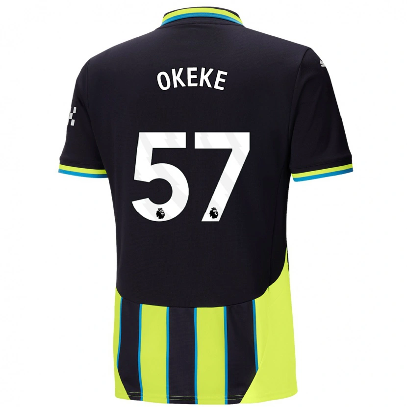 Danxen Mujer Camiseta Michael Okeke #57 Azul Amarillo 2ª Equipación 2024/25 La Camisa México