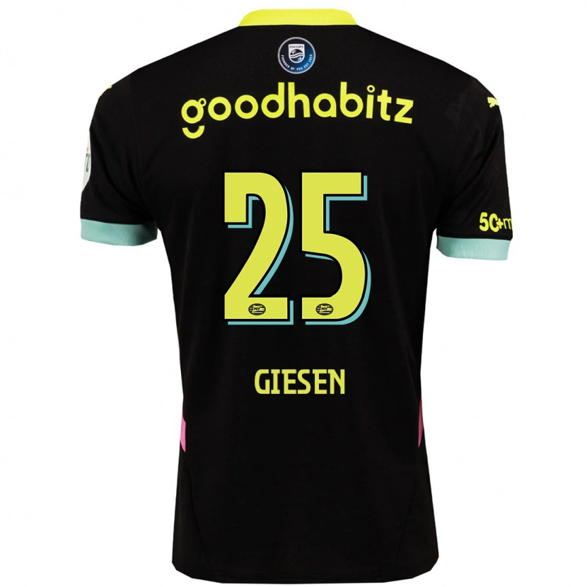 Danxen Mujer Camiseta Suzanne Giesen #25 Negro Amarillo 2ª Equipación 2024/25 La Camisa México
