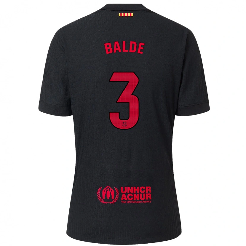 Danxen Mujer Camiseta Alejandro Balde #3 Negro Rojo 2ª Equipación 2024/25 La Camisa México