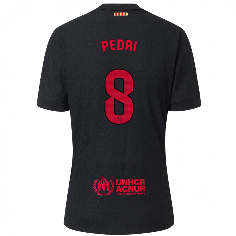 Danxen Mujer Camiseta Pedri #8 Negro Rojo 2ª Equipación 2024/25 La Camisa México