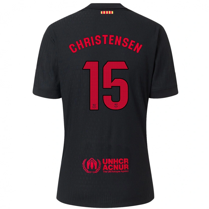 Danxen Mujer Camiseta Andreas Christensen #15 Negro Rojo 2ª Equipación 2024/25 La Camisa México