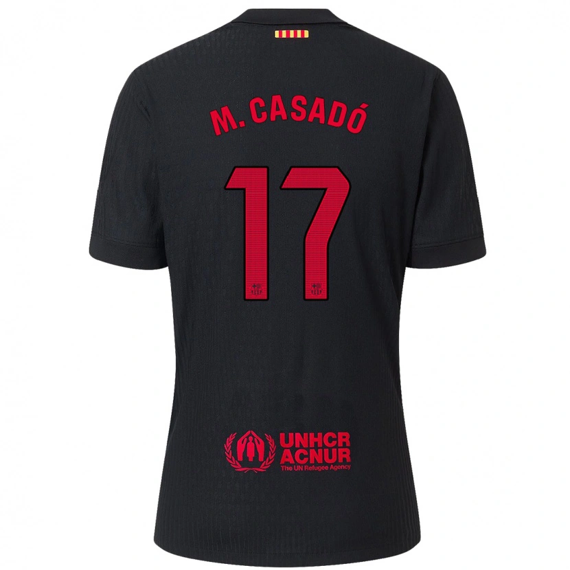 Danxen Mujer Camiseta Marc Casadó #17 Negro Rojo 2ª Equipación 2024/25 La Camisa México