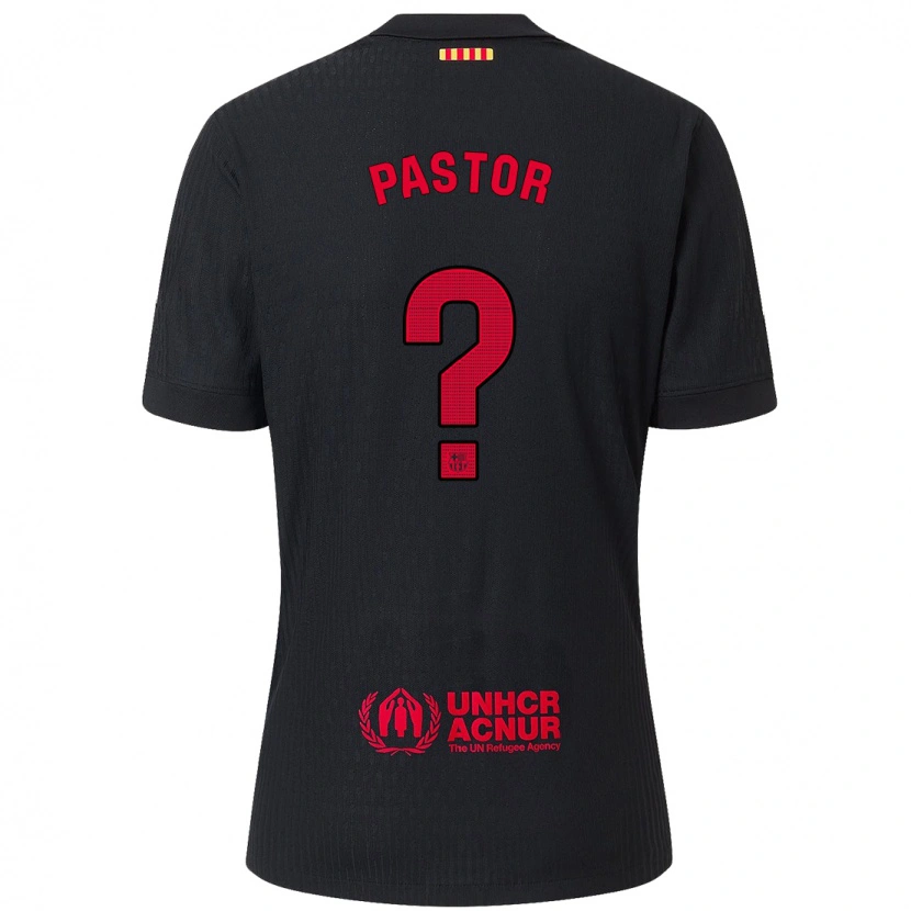 Danxen Mujer Camiseta Alejandro Pastor #0 Negro Rojo 2ª Equipación 2024/25 La Camisa México