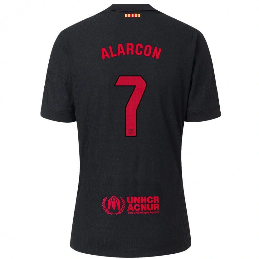 Danxen Mujer Camiseta Ángel Alarcón #7 Negro Rojo 2ª Equipación 2024/25 La Camisa México