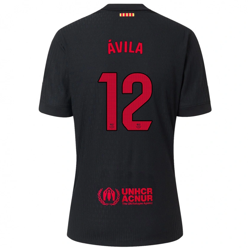 Danxen Mujer Camiseta Dani Ávila #12 Negro Rojo 2ª Equipación 2024/25 La Camisa México