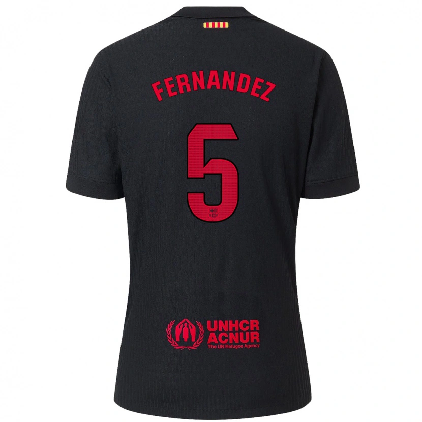 Danxen Mujer Camiseta Jana Fernández #5 Negro Rojo 2ª Equipación 2024/25 La Camisa México
