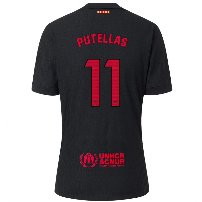 Danxen Mujer Camiseta Alexia Putellas #11 Negro Rojo 2ª Equipación 2024/25 La Camisa México
