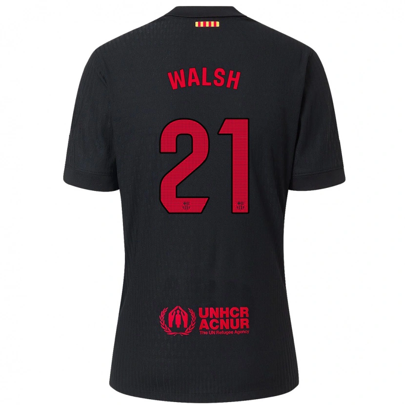 Danxen Mujer Camiseta Keira Walsh #21 Negro Rojo 2ª Equipación 2024/25 La Camisa México