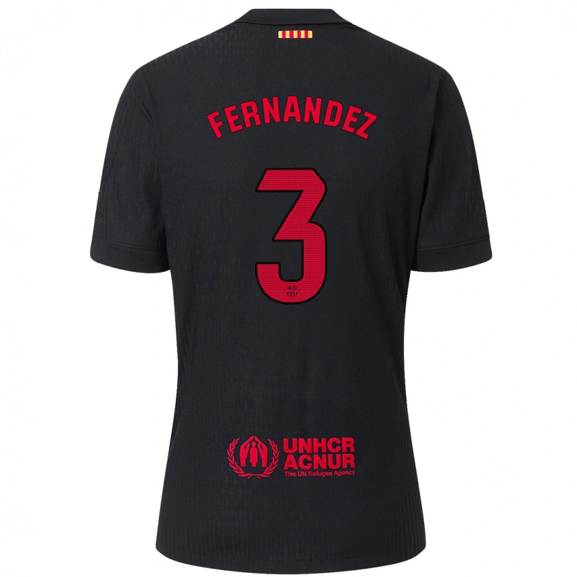 Danxen Mujer Camiseta Jana Fernandez #3 Negro Rojo 2ª Equipación 2024/25 La Camisa México