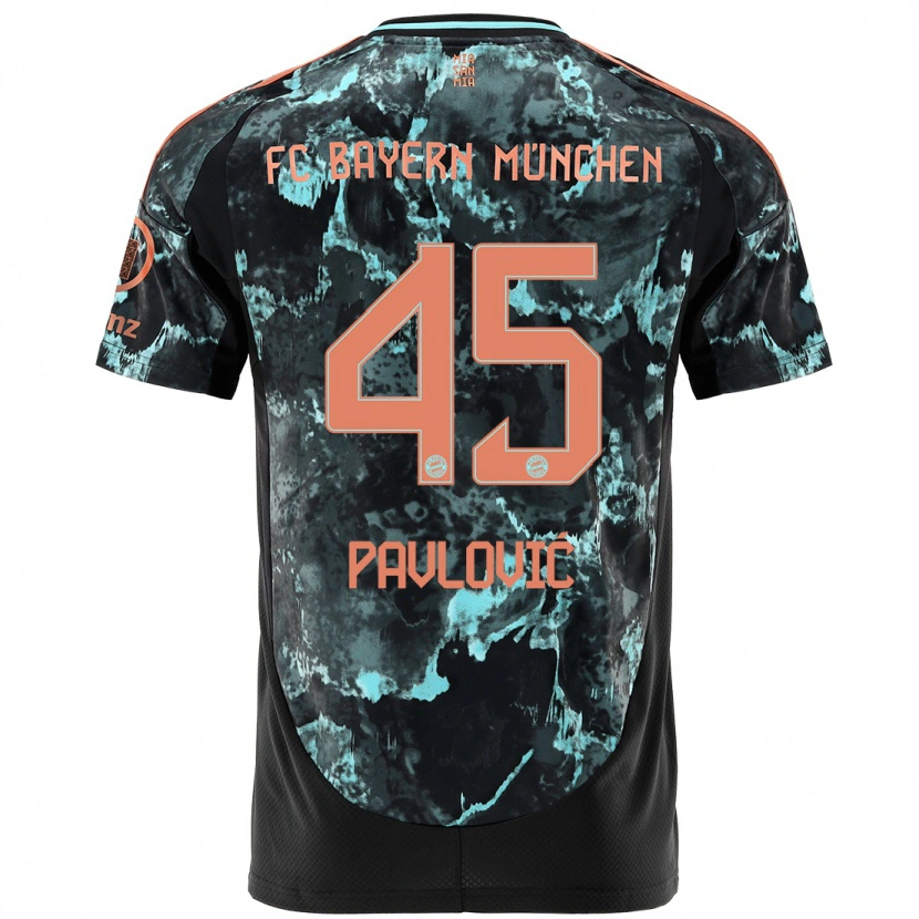 Danxen Mujer Camiseta Aleksandar Pavlovic #45 Negro 2ª Equipación 2024/25 La Camisa México