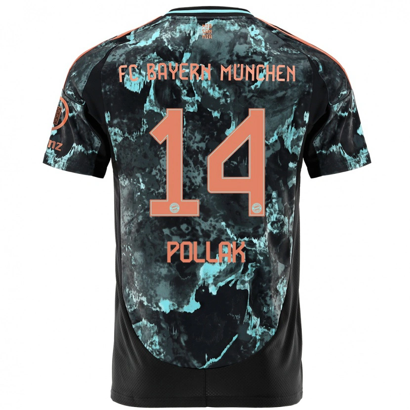 Danxen Mujer Camiseta Florian Pollak #14 Negro 2ª Equipación 2024/25 La Camisa México