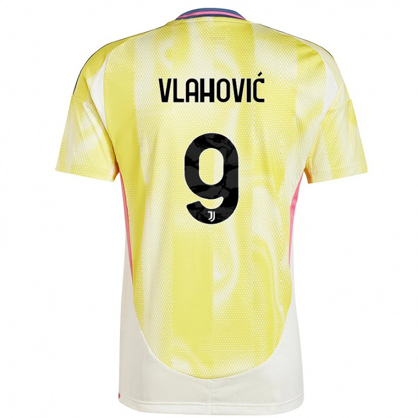 Danxen Mujer Camiseta Dušan Vlahović #9 Amarillo Solar 2ª Equipación 2024/25 La Camisa México