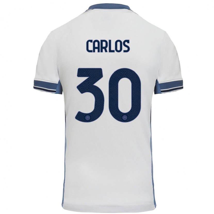 Danxen Mujer Camiseta Carlos Augusto #30 Blanco Gris 2ª Equipación 2024/25 La Camisa México