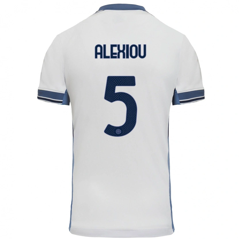 Danxen Mujer Camiseta Christos Alexiou #5 Blanco Gris 2ª Equipación 2024/25 La Camisa México