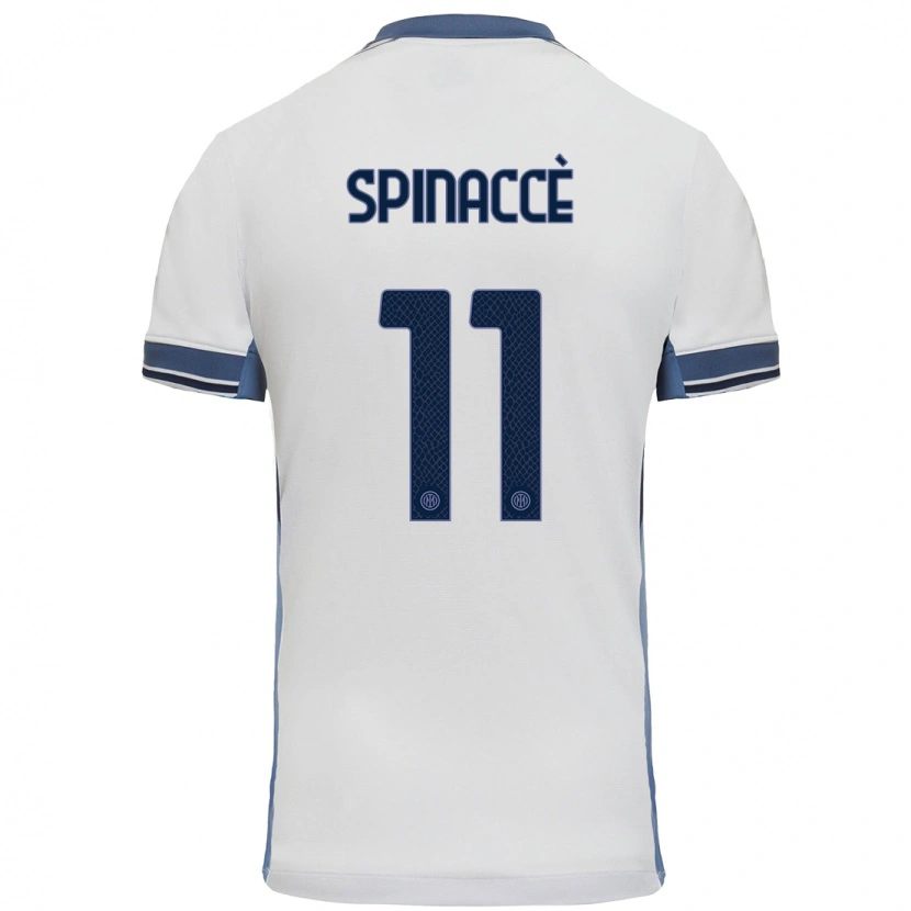 Danxen Mujer Camiseta Matteo Spinaccè #11 Blanco Gris 2ª Equipación 2024/25 La Camisa México
